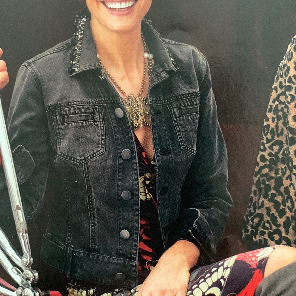 CAbi Beaded Jean Jacket XL Black,  Price is firm